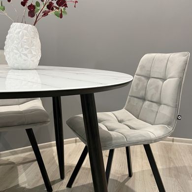 Обідній комплект стіл Oliver Чорний 900x900 + 4 стільця Сірих на чорних ніжках