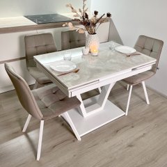Обідній комплект стіл Maxi V base 1100-1700х700 Білий + 4 стільця Моко на білих ніжках
