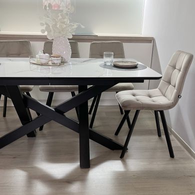 Обідній комплект розкладний стіл Lars 1500-1900х800 Чорний + 4 стільця моко на чорних ніжках