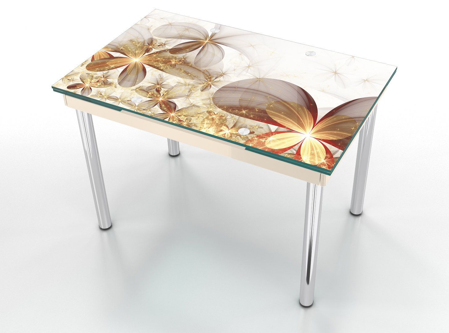 стол бежевый стеклянный раздвижной кухонный стол