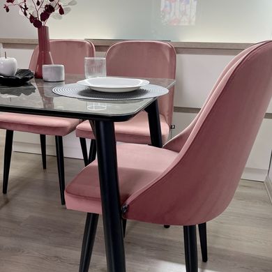 Обідній комплект стіл Martin Чорний 900x600 + 4 Стільця Martin Рожеві на чорних ніжках
