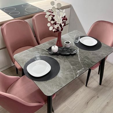 Обідній комплект стіл Martin Чорний 900x600 + 4 Стільця Martin Рожеві на чорних ніжках
