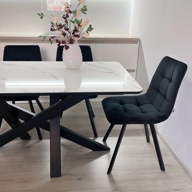 Обідній комплект стіл Lars 1500х800 Чорний + 4 стільця чорних на чорних ніжках
