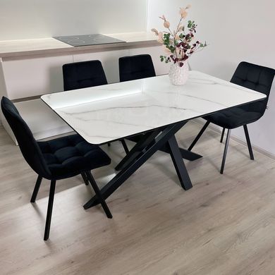 Обідній комплект стіл Lars 1500х800 Чорний + 4 стільця чорних на чорних ніжках