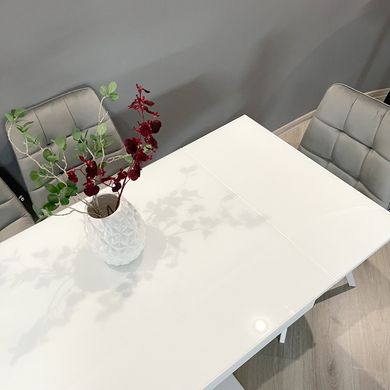 Обідній комплект стіл Maxi V base 1100-1700х700 Білий + 4 стільця сірих на білих ніжках