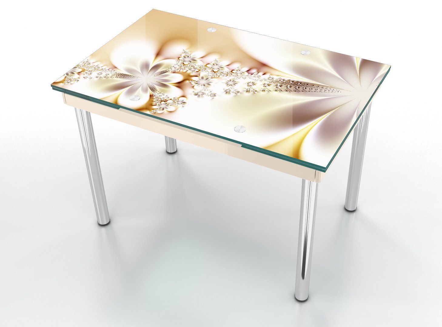 стол обеденный раздвижной со стеклом с рисунком