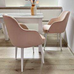 Крісло Luna cвітло-рожеве, білі ніжки