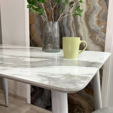 Обідній комплект стіл Martin Сірий 900x600 + 4 табурета Jam сірих на білих ніжках