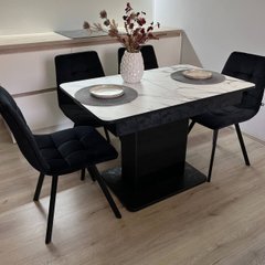 Обідній комплект стіл Бостон Т 1100-1450 х700 Бетон чорний + 4 стільця чорних на чорних ніжках