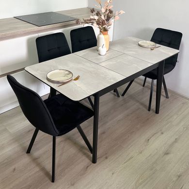 Обідній комплект стіл Chester 1100-1500х700 Чорний + 4 стільця Чорних на чорних ніжках
