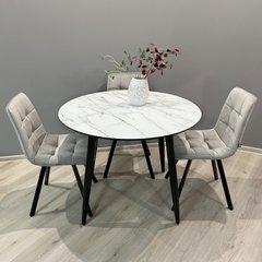 Обідній комплект стіл Oliver Чорний 900x900 + 4 стільця Сірих на чорних ніжках