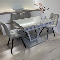 Обідній комплект стіл Maxi V base 1100-1700х700 Сірий + 4 стільця сірих на чорних ніжках