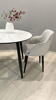 Обідній комплект стіл Oliver Чорний 900x900 + 2 крісла Luna cірих на чорних ніжках