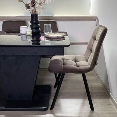 Обідній комплект стіл Slide 1100-1550х700 Бетон чорний + 4 стільця Шоколадні на чорних ніжках