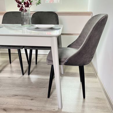 Обідній комплект стіл Chester 1100-1500х700 Сірий + 4 стільця Мартін Графіт на чорних ніжках