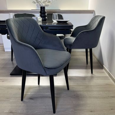 Обідній комплект стіл Maxi V base 1100-1700х700 Чорний + 4 графітові крісла на чорних ніжках