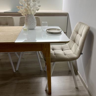 Обідній комплект стіл Nord 1100-1450 х700 масив дуба + 4 стільця Джем на білих ніжках