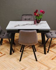 Обідній комплект стіл Slim 1100-1700х700 Чорний + 4 стільця Графіт