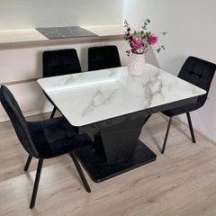 Обідній комплект стіл Slide 1100-1550х700 Бетон чорний + 4 стільця Чорних на чорних ніжках