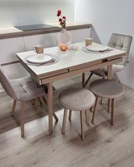 Обідній комплект стіл Slim 1100-1700х700 Моко + 2 стільця Jam Моко+ 2 табурета Моко